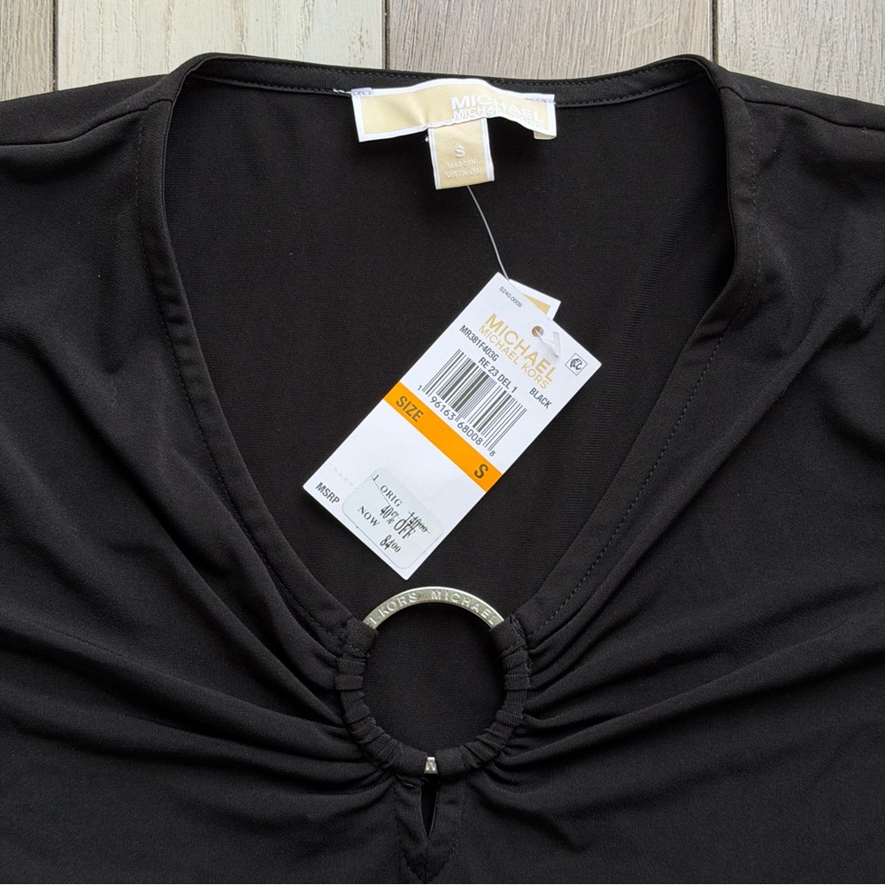 Michael Kors Black Long Sleeve Dress with Ring Detail - Picture 3 of 4